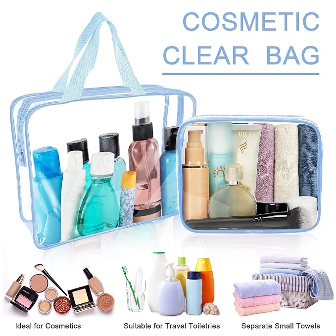 APREUTY Clear Makeup Bags, TSA Approved 6 Pcs Cosmetic Makeup Bags Set Clear PVC - Image 2
