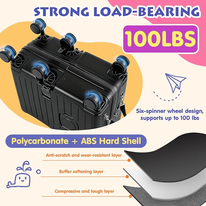 Kids Ride-On Luggage, Foldable Pedal, Hidden Cup Holder & Combination Lock - Image 6