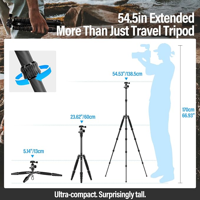 SIRUI Lightweight Carbon Fiber Travel Tripod, 6kg Load Capacity Compact Camera - Image 4