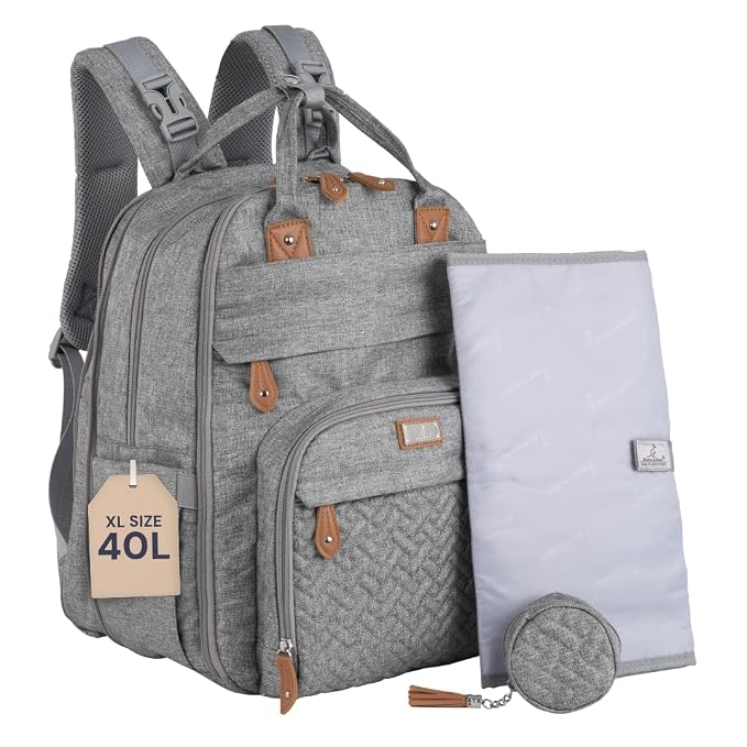 BabbleRoo Extra Large Diaper Bag Backpack, Expandable Baby Bag by BabbleRoo