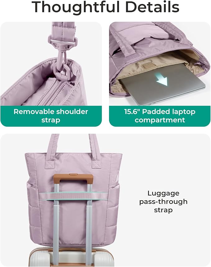 BAGSMART Tote Bag for Women, Lightweight Puffy Tote Bag - Image 5