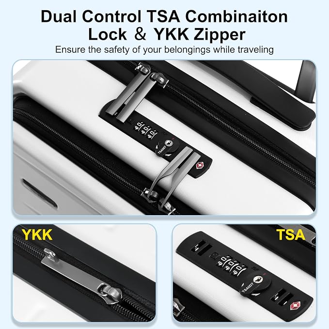 Carry On Luggage 22×14×9 Airline Approved, 20 Inch Lightweight ABS+PC Hard - Image 5