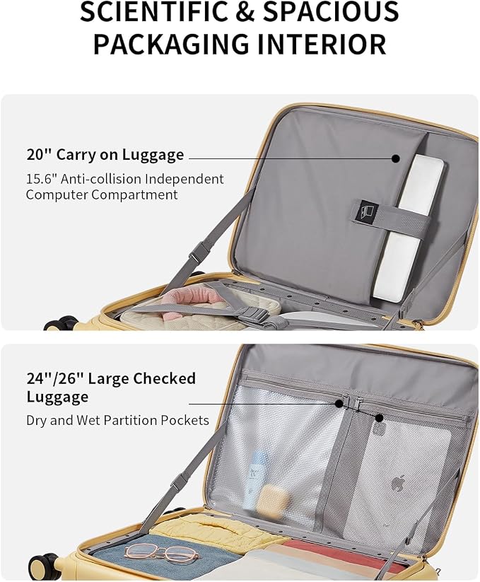 aji Expandable Top Open 24 Inch Checked Luggage - Image 5