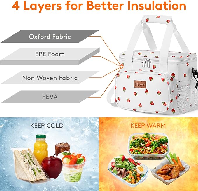 Lifewit Medium Lunch Bag Insulated Lunch Box Soft Cooler Cooling Tote - Image 2
