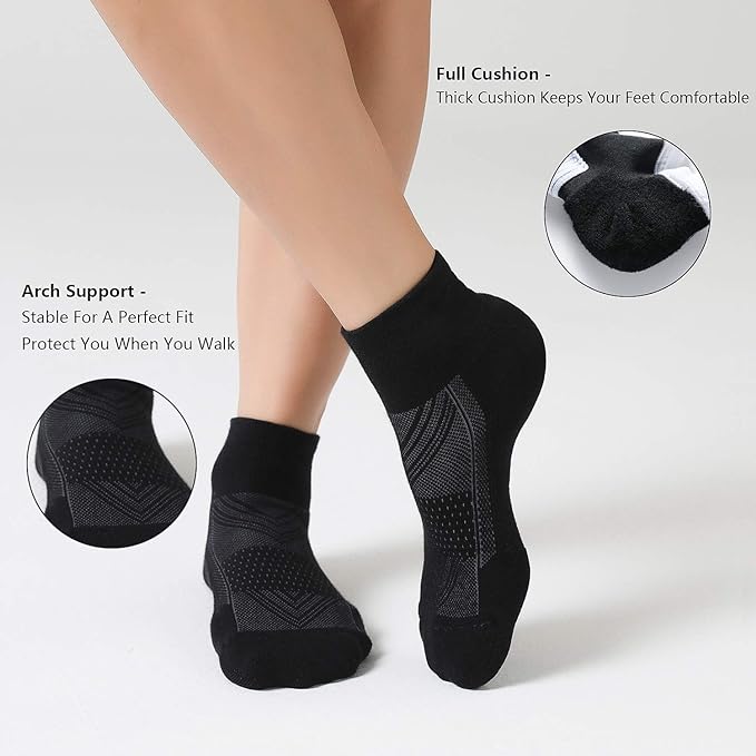 CS CELERSPORT 6 Pairs Women's Running Ankle Socks Athletic Sport Socks Cushioned - Image 5