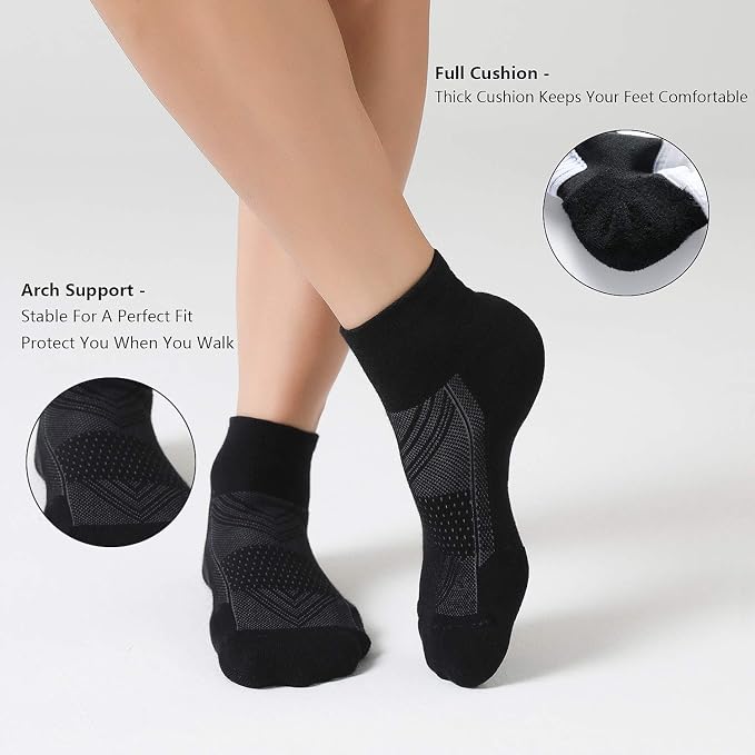 CS CELERSPORT 6 Pairs Women's Running Ankle Socks Athletic Sport Socks Cushioned - Image 5