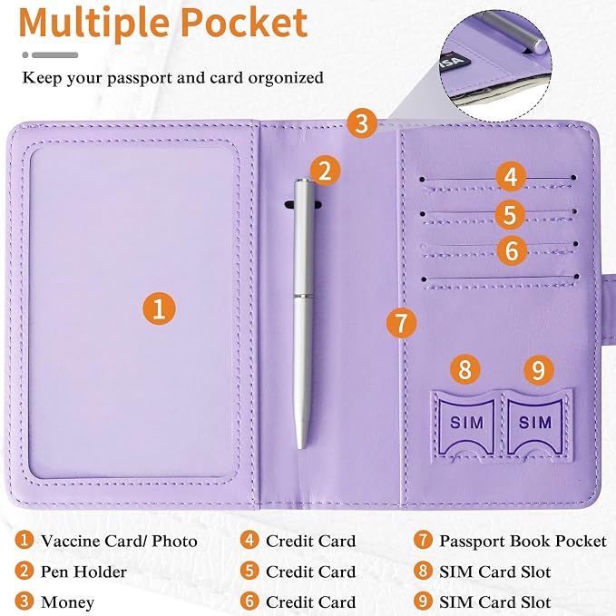 TIGARI Passport Holder for Travel Women Men, PU Leather Waterproof RFID - Image 3