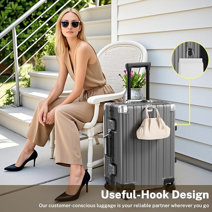Krute Carry On Luggage 20 inch Aluminum Frame Suitcase - Image 4