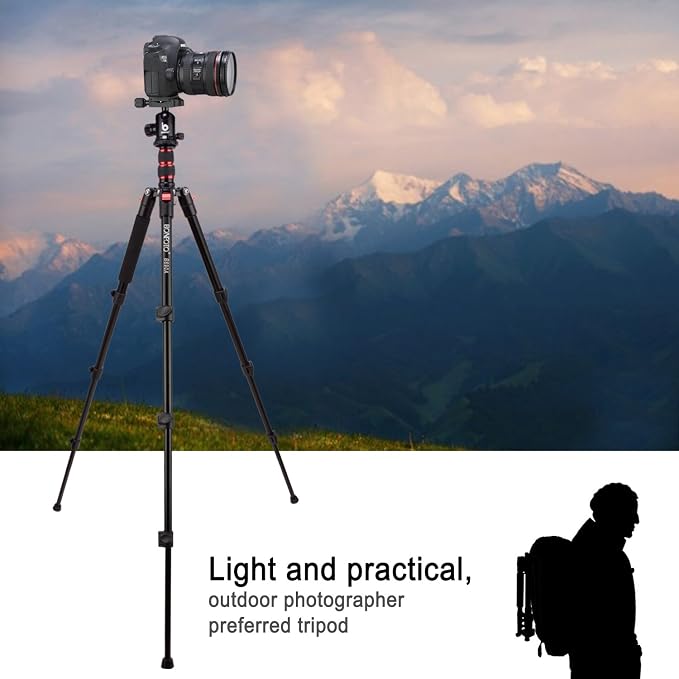 BONFOTO B690A Camera Tripod for Travel, Lightweight Aluminum Portable DSLR - Image 9
