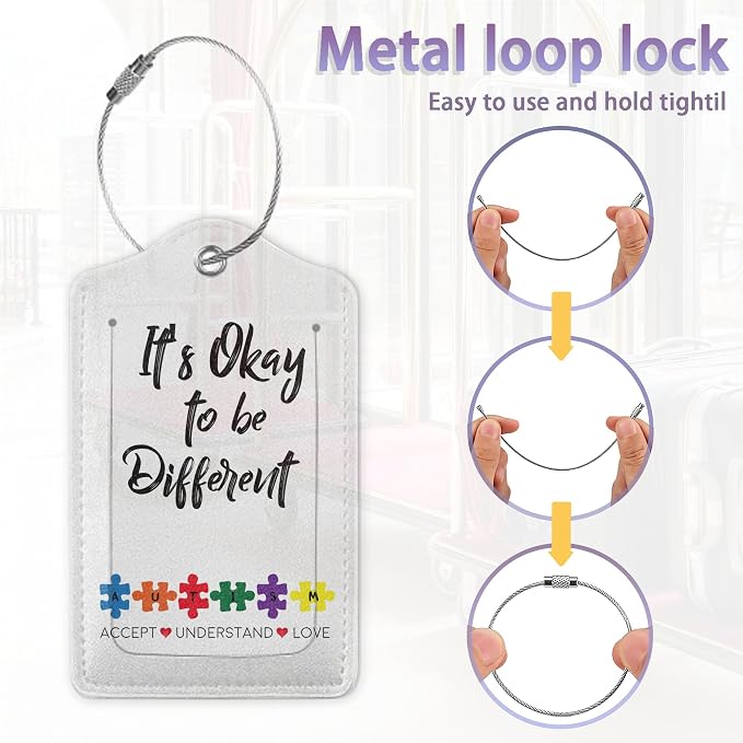 2Pcs Luggage Tag for Suitcase Autism Awareness Cute Suitcase Tag - Image 4