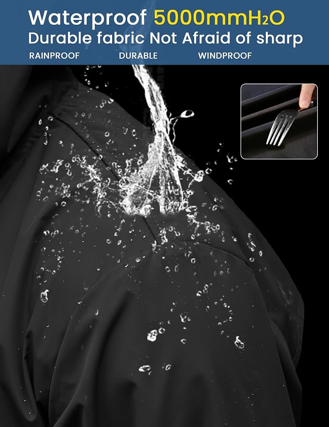 COOFANDY Men's Long Raincoat Ligtweight Rain Jacket Waterproof Outdoor Jackets - Image 3