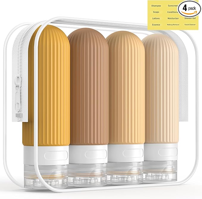 ME.FAN Travel Bottles for Toiletries, TSA Approved 3oz Silicone Journey Size by MEFAN