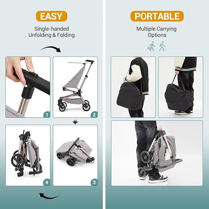 Jojoka Lightweight Stroller for Airplane, Compact Strollers for Travel - Image 6