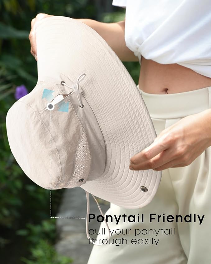 FURTALK Womens Sun Hat with Ponytail Hole Beach Hiking Summer Wide Brim UPF 80+ - Image 5