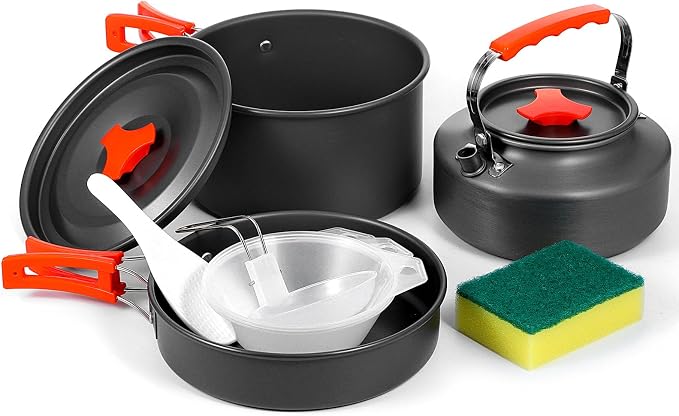 8pcs Camping Cookware Camping Pots and Pans Set by Unknown