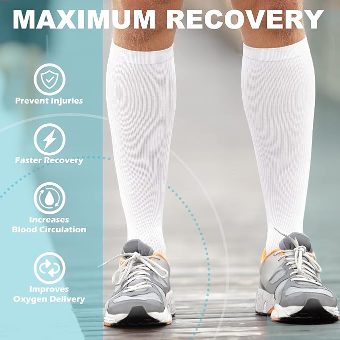 Medical Compression Socks for Women and Men 3 Pairs 20-30 mmHg Knee High - Image 4