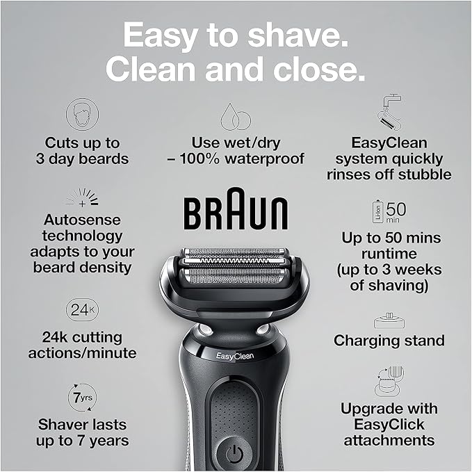 Braun Electric Razor for Men, Waterproof Foil Shaver, Series 5 5050cs, Wet & - Image 2