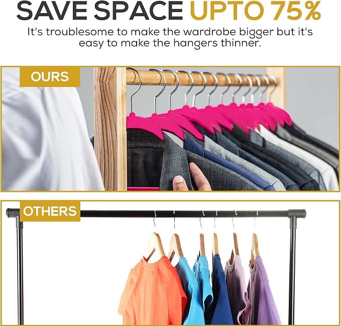 Premium Velvet Hangers 50 Pack Ultra Thin Non Slip Adult Felt Space Saving Suit - Image 4