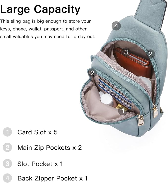 Telena Small Sling Bag for Women Leather Crossbody Fanny Packs Chest Bag for - Image 3