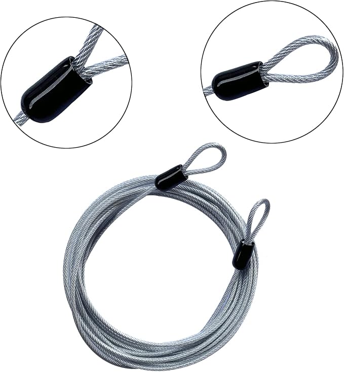 15FT 3mm Outdoor Travel Long Security Cable Lock, Braided Steel Coated Safety - Image 2