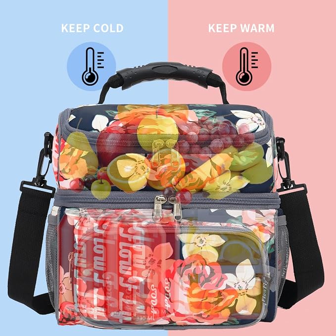 FlowFly Double Layer Cooler Insulated Lunch Bag Adult Lunch Box Large Tote Bag - Image 2