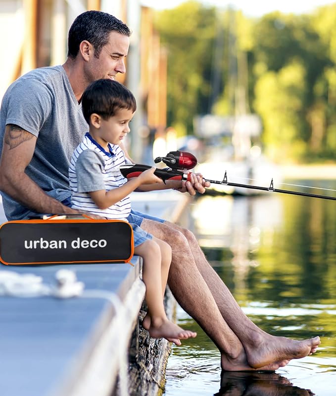 Urban Deco Kids Fishing Pole Set Portable Telescopic Kids Fishing Rod and Reel - Image 3