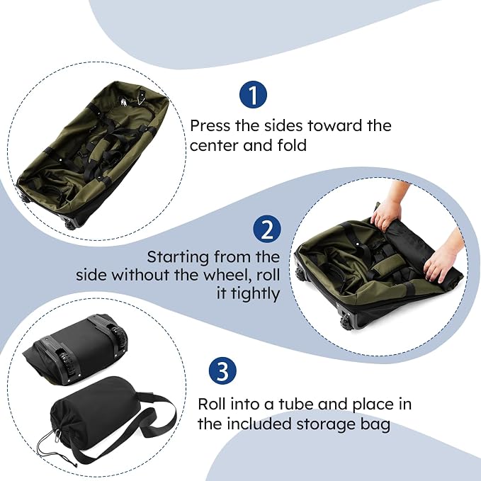 110L Expandable to 140L 32” Foldable Oxford Soft-Sided Rolling Duffle Bag - Image 3