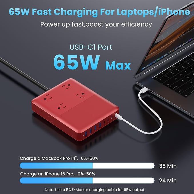 12-in-1 Charging Station USB C Power Strip - Image 3