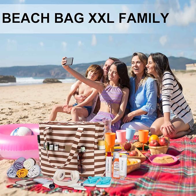 LEDAOU Beach Bag Waterproof Sandproof Women Tote Bag Pool Bag - Image 5