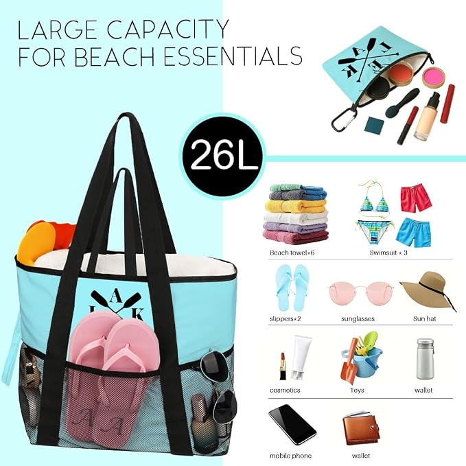 8-Pocket Waterproof Tote for Women -Sandproof Beach Bag - Image 3