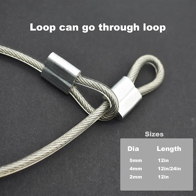 10 Pcs 4mm Wire 12 inch Vinyl Coated Stainless Steel Cable - Image 2