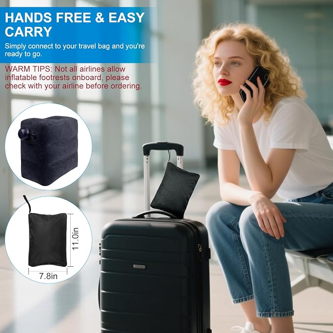 Inflatable Foot Rest Pillow for Travel, 2 Pack Travel Foot Rest for Airplane - Image 7