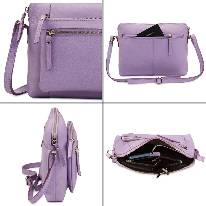 Wise Owl Accessories Small Soft Pebbled Real Leather Crossbody Handbags Purses - Image 6