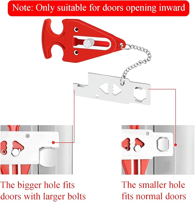 Portable Door Lock for Hotel Home Apartment, Door Blocker Security No Drill - Image 3