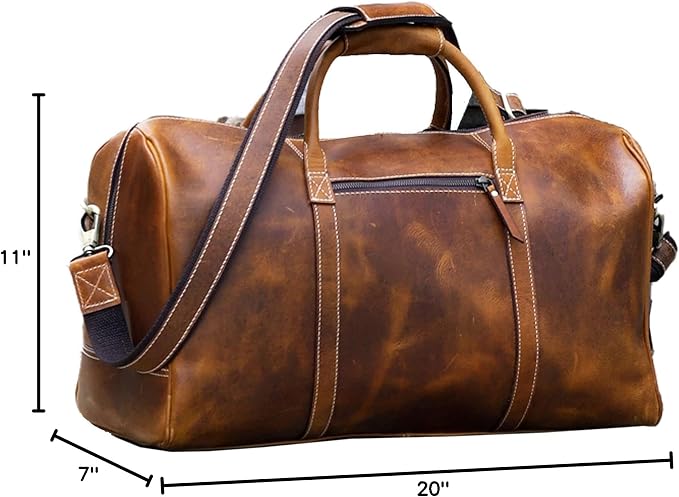 KomalC Leather Duffel Bags for Men and Women Full Grain Leather Travel - Image 8