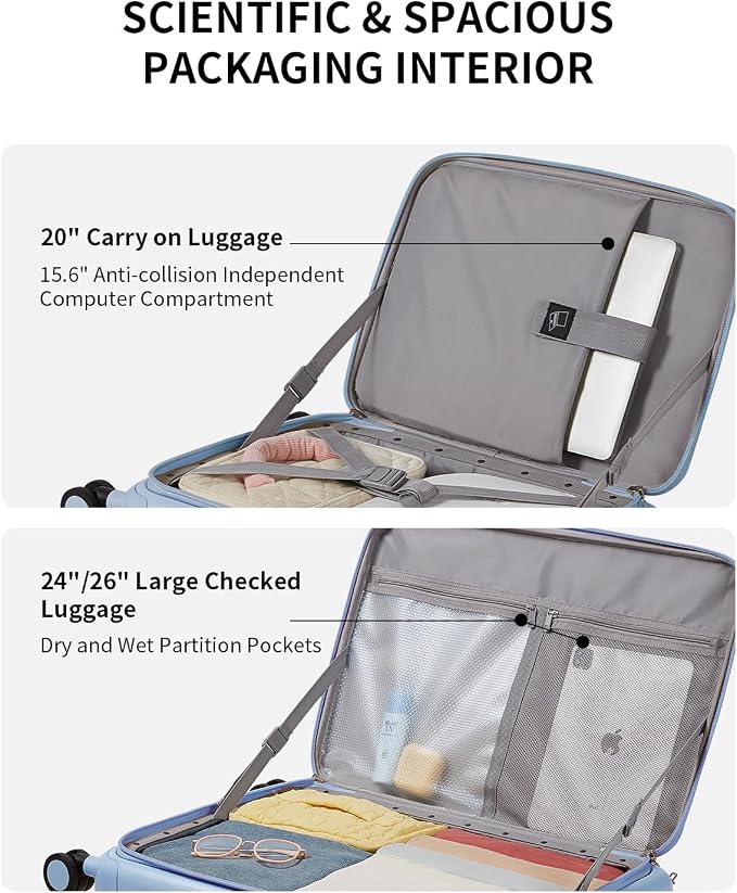 aji Expandable Top Open 26 Inch Checked Luggage - Image 5