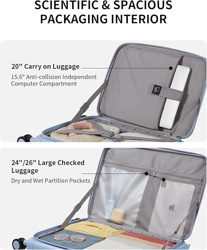 aji Expandable Top Opening Carry On Luggage Airline Approved, 20 Inch - Image 5