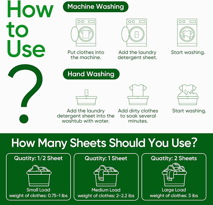 Travel Laundry Detergent Sheets Fisroa 300 Loads Eco-friendly Washing Detergent - Image 9