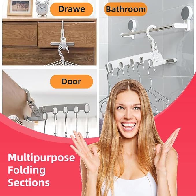Portable Foldable Clothes Hanger, Plastic Travel Foldable Coat Hangers Clothes - Image 6