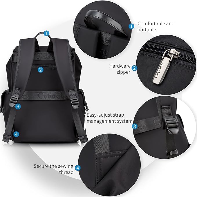 Black backpack for men, 16 inch laptop backpack - Image 4