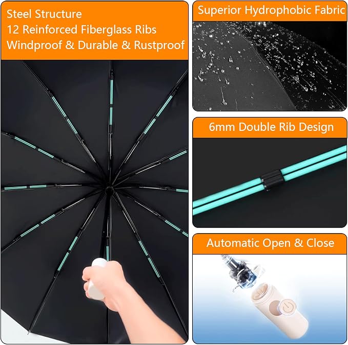 Large Double-Ribs Umbrella Automatic Folding Umbrella - Image 8