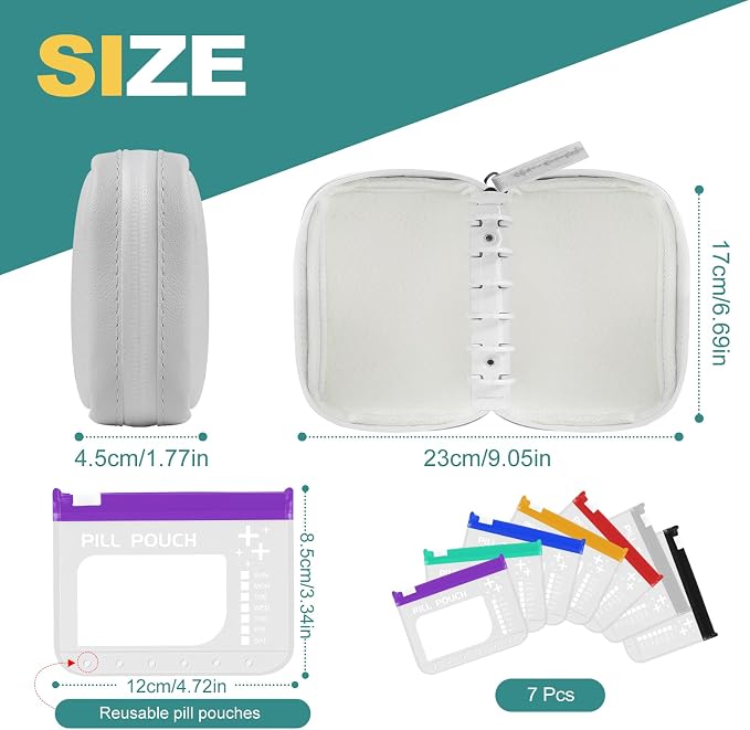 A7-L Water-Proof Pill Pouch Set， Large Pill Organizer, BPA Free, A7-L Pill - Image 3