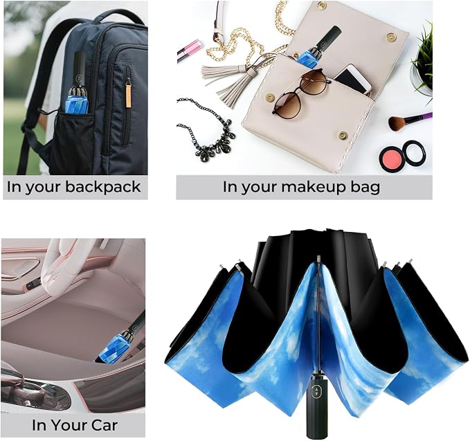 LLanxiry Compact Travel Umbrella, Mini Windproof Umbrellas - Image 7