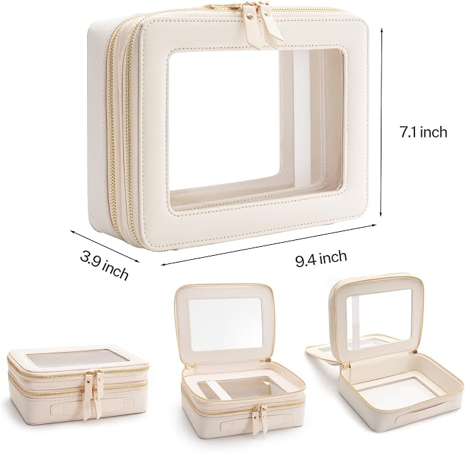 Aveniee Clear Makeup Bags, Double Layer Cosmetic Case - Image 2