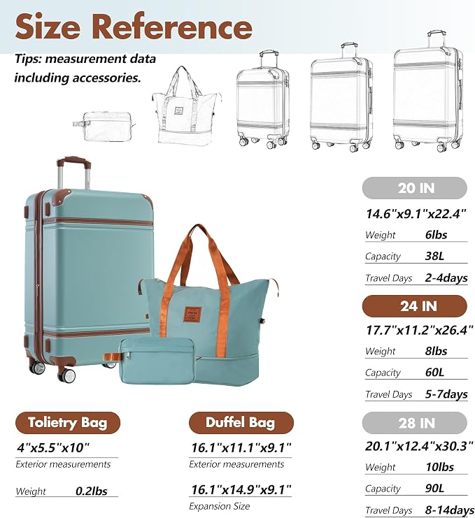 Merax Suitcase Set 24 inches Expandable Luggage - Image 2
