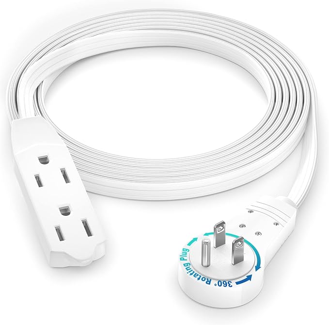 Maximm Cable 6 Ft 360° Rotating Flat Plug Extension Cord/Wire, 16 AWG Multi 3 by MaximmCable