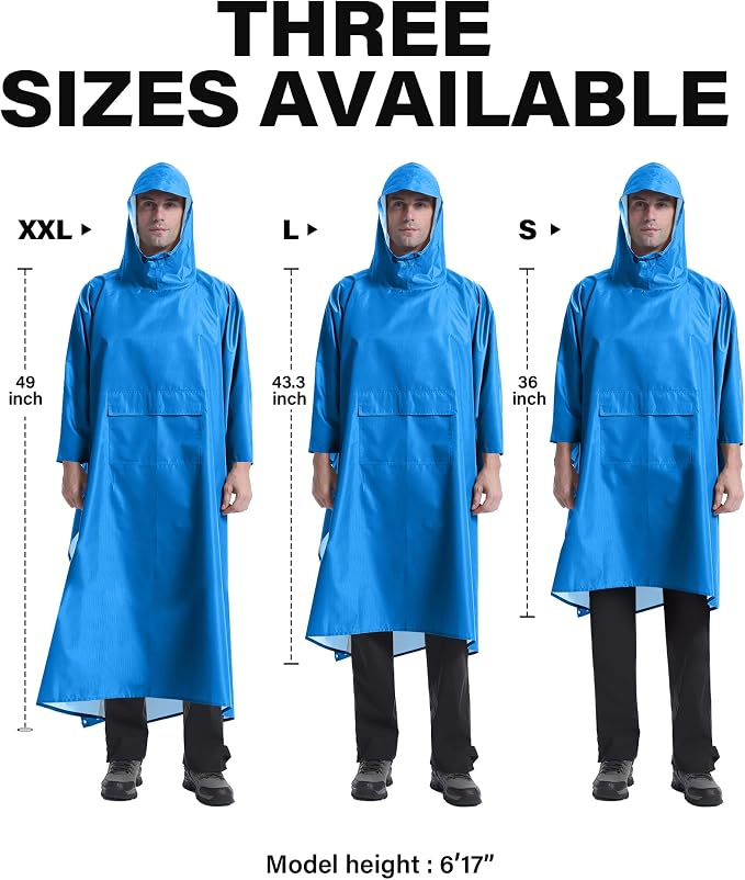 iCreek Hooded Rain Poncho with Pocket Waterproof Lightweight Unisex Raincoat - Image 6