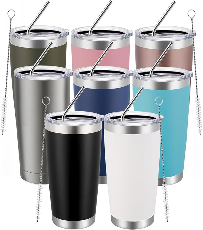 MEWAY 20oz Tumbler 8 Pack Double Wall Vacuum Insulated Travel Mug Bulk by MEWAY