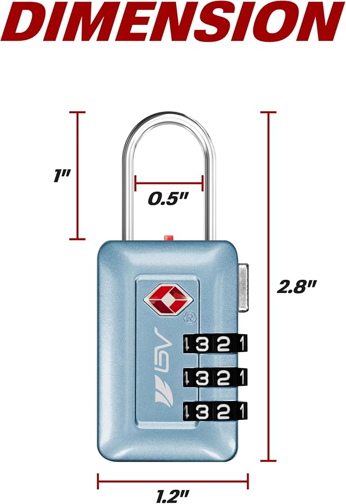 BV TSA Accepted Luggage Travel Lock, Set-Your-Own Combination Lock - Image 3