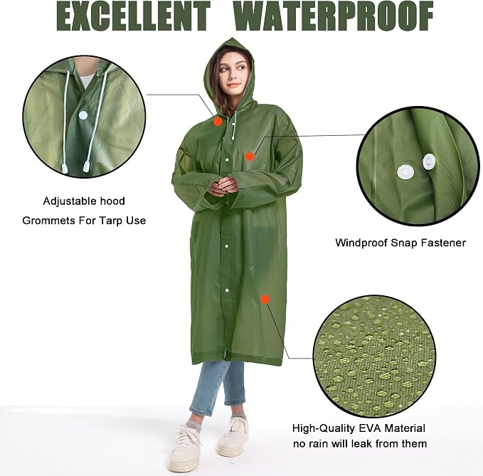 Rain Coats - Reusable EVA Rain Ponchos - Image 4